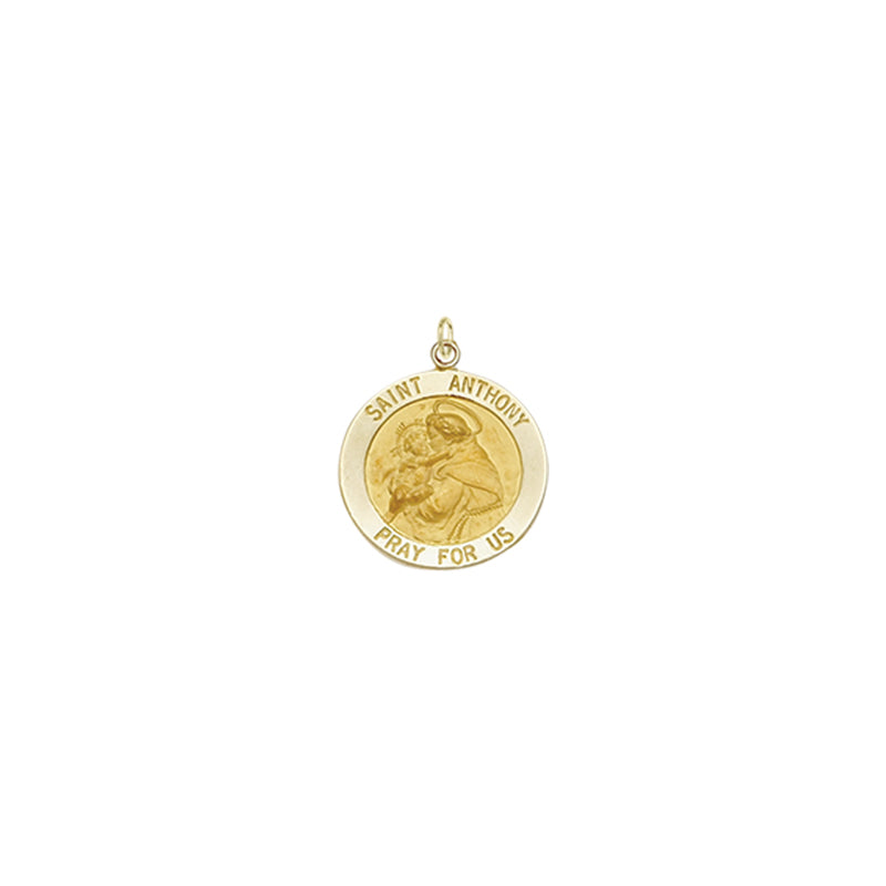 5/8 Inch Gold Round St. Anthony Medal, Patron Saint of Lost Articles