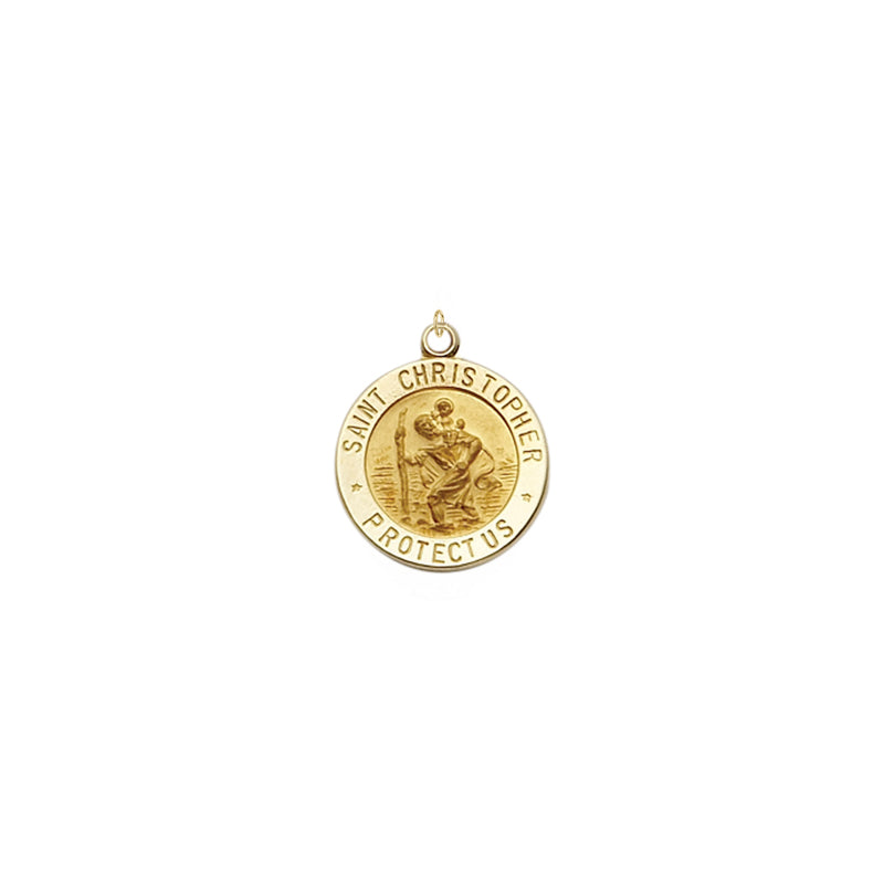 5/8 Inch Gold Round St. Christopher Medal, Patron Saint of Travelers