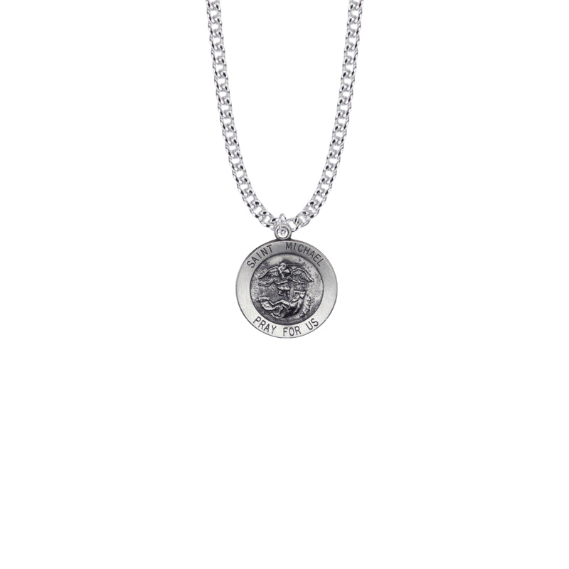 Sterling Silver Round St. Michael Medal, Patron Saint of Police Officers