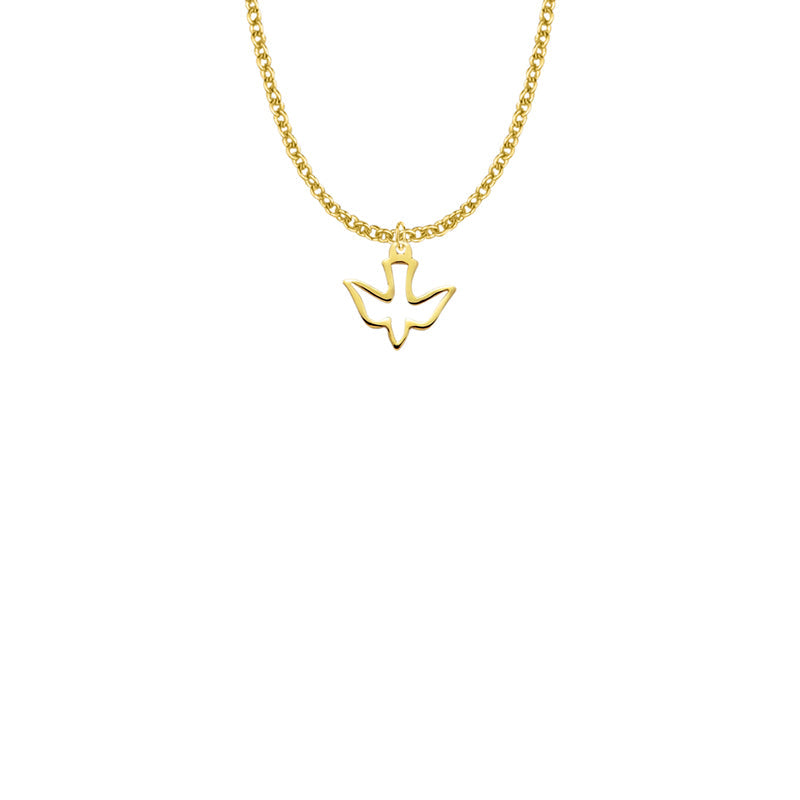 9/16 Inch 12KT Gold Filled Pierced Outline Dove Necklace