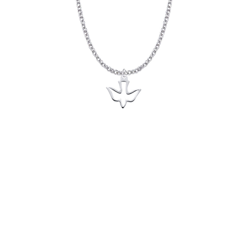 9/16 Inch Sterling Silver Pierced Outline Dove Necklace
