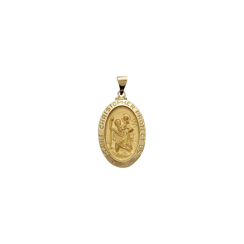Gold Hollow Oval St. Christopher Medal, Patron Saint of Travelers