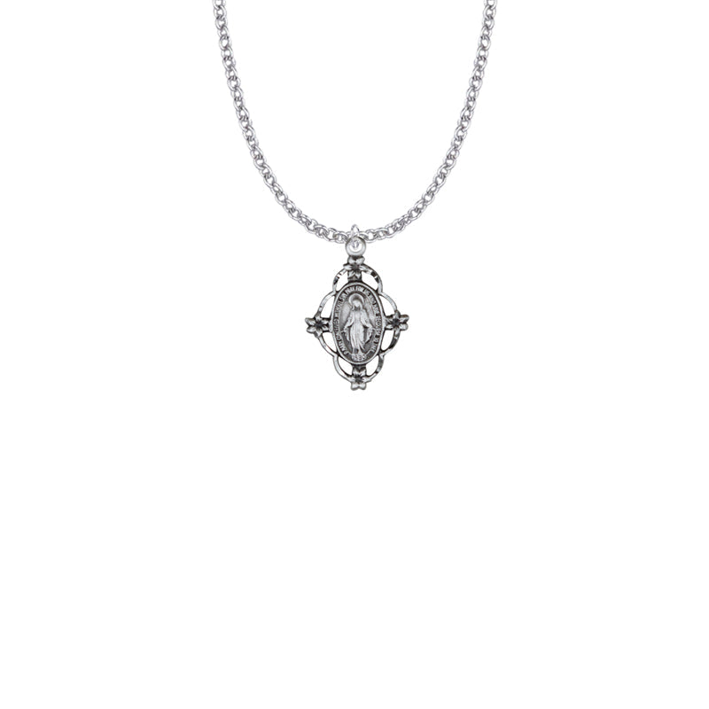 Sterling Silver Filigree Oval Miraculous Medal