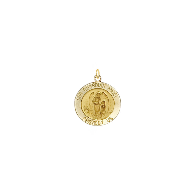1/2 Inch Gold Round Guardian Angel Medal