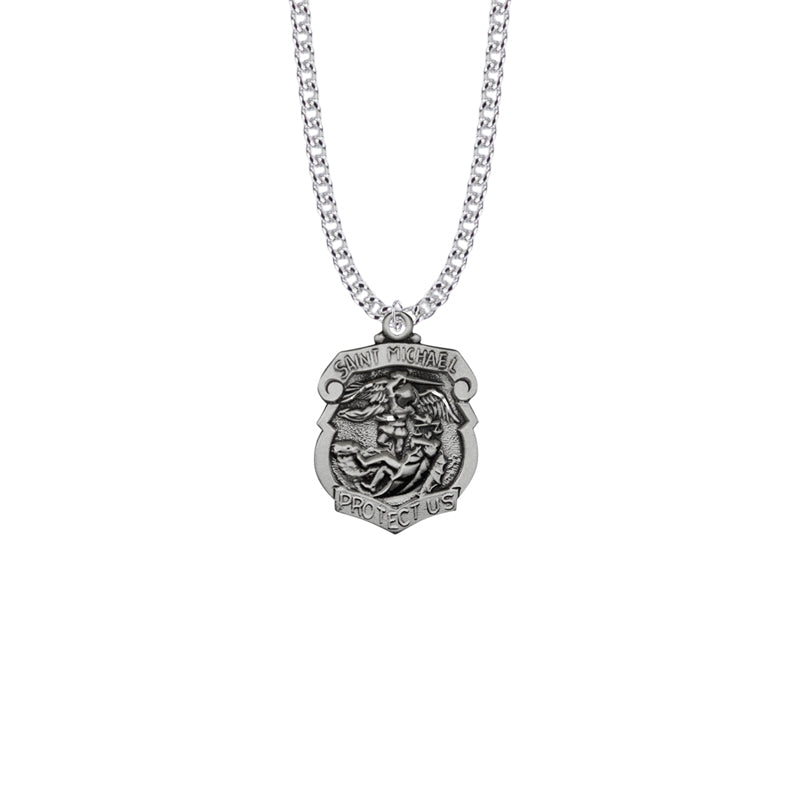 Sterling Silver St. Michael Shield Medal, Patron Saint of Police Officers