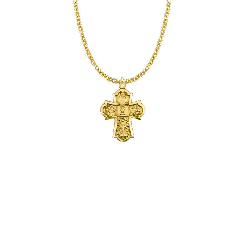Gold Filled First Communion Four Way Medal