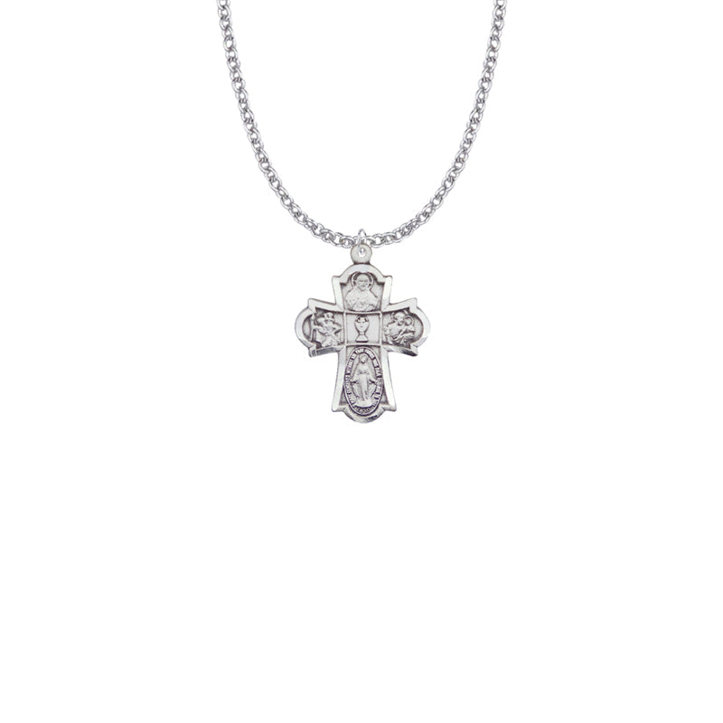 Sterling Silver First Communion Four Way Medal