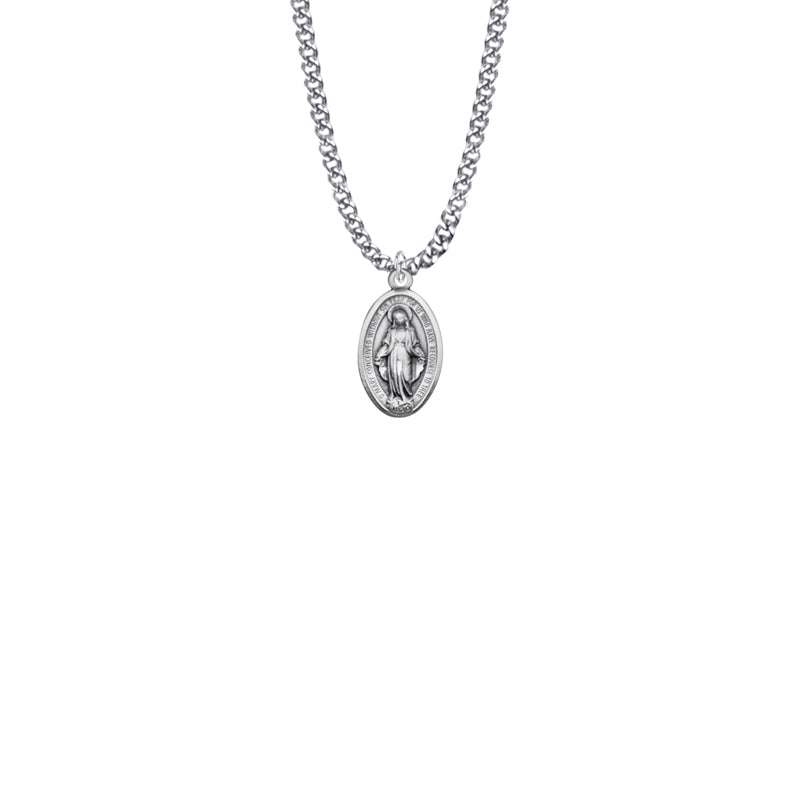 Sterling Silver Oval Engraved Miraculous Medal