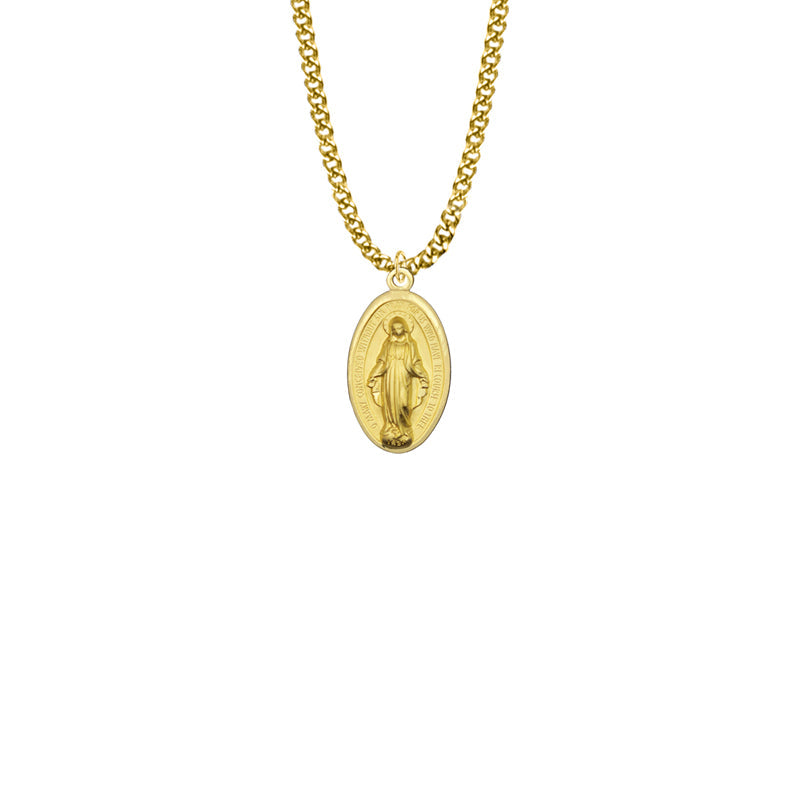 10KT Gold Filled Satin Oval Miraculous Medal