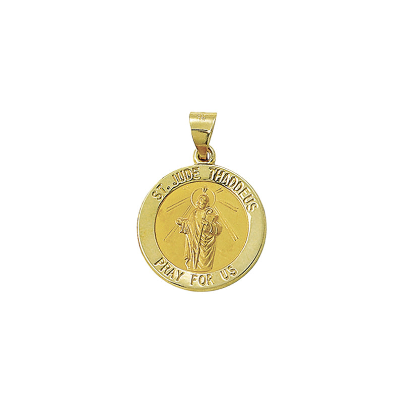 Gold Hollow Round St. Jude Medal, Patron Saint of Hopeless Causes and Desperation