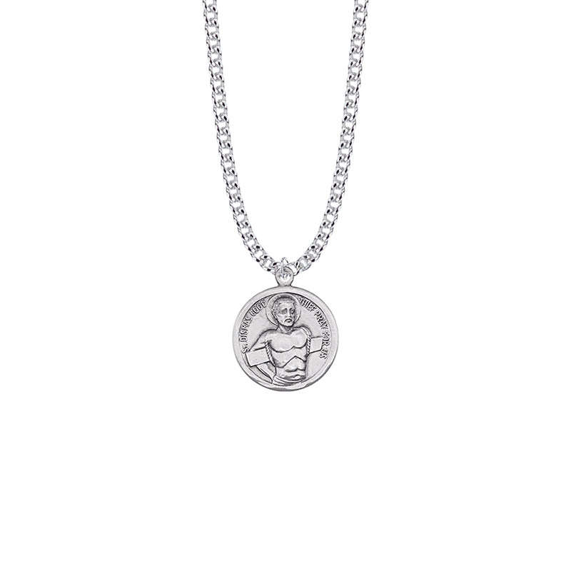 Sterling Silver Round St. Dismas Medal, Patron Saint of Penitent Criminals