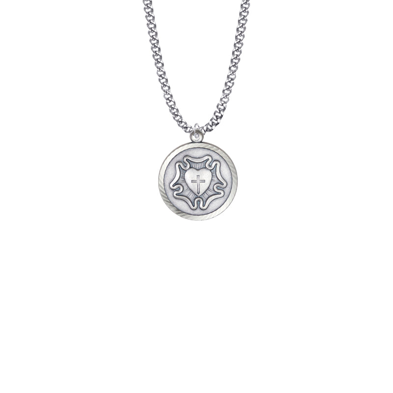Nickel Silver Round Lutheran Rose Medal
