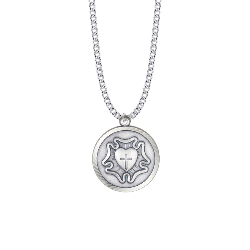 Nickel Silver Round Lutheran Rose Medal
