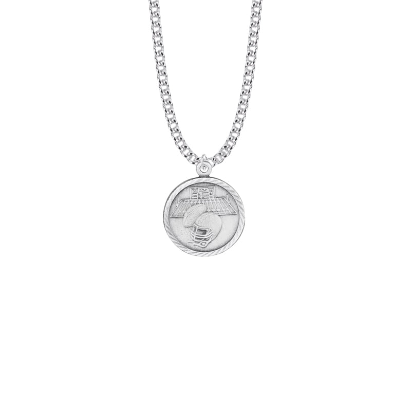 Round Nickel Silver Boy's Football Medal with St. Christopher on Back