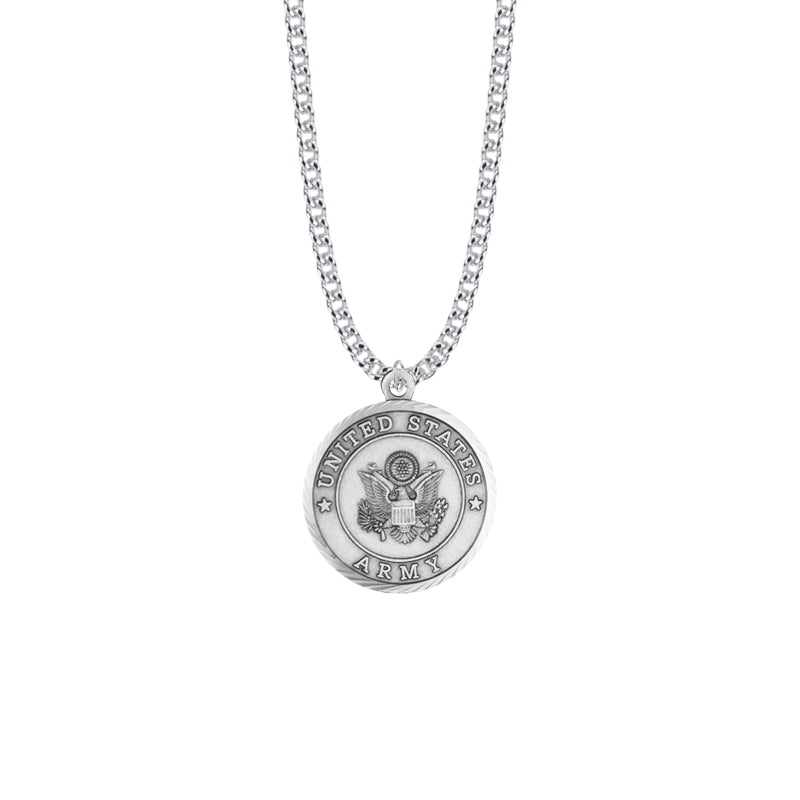 Round Nickel Silver U.S. Army Smybol Medal with St. Michael on Back