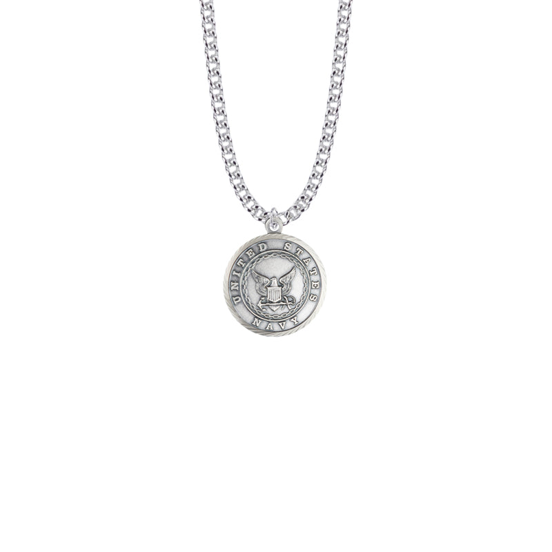Round Nickel Silver U.S. Navy Medal with Christ Strengthens Me on Back