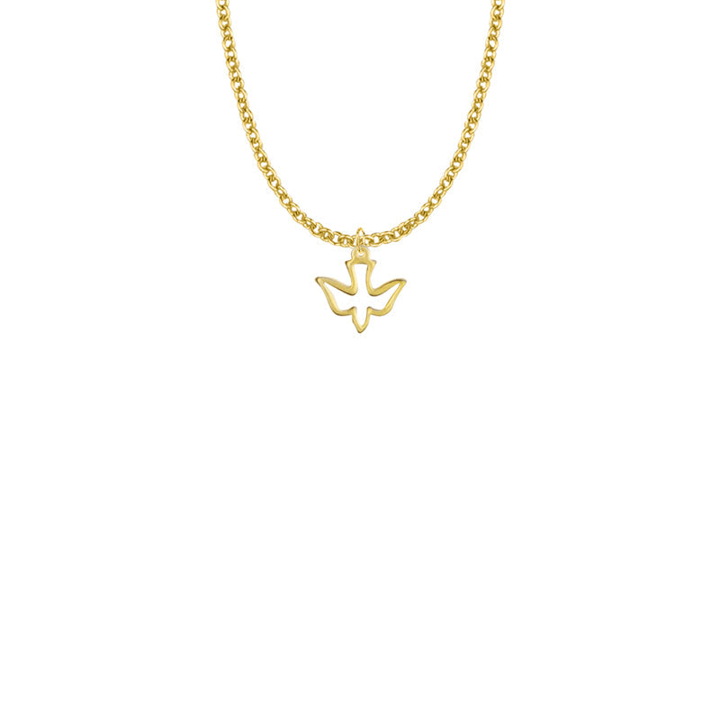1/2 Inch Gold Plated Over Iron Outlined Girl Confirmation Dove Necklace