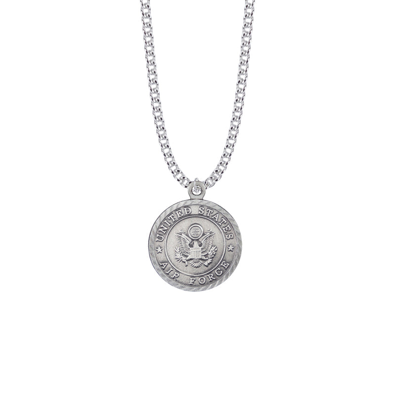 Round Pewter U.S. Air Force Medal with Cross and Philippians 4:13 on the Back (Not Available - License Pending)
