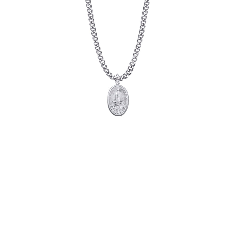 5/8 Inch Oval Pewter Our Lady of Fatima Medal