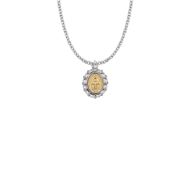 Two-Tone Sterling Silver Filigree Miraculous Medal
