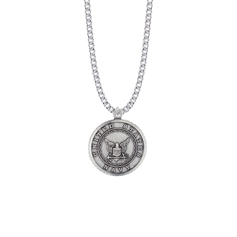 Sterling Silver U.S. Navy Medal with St. Michael on Back