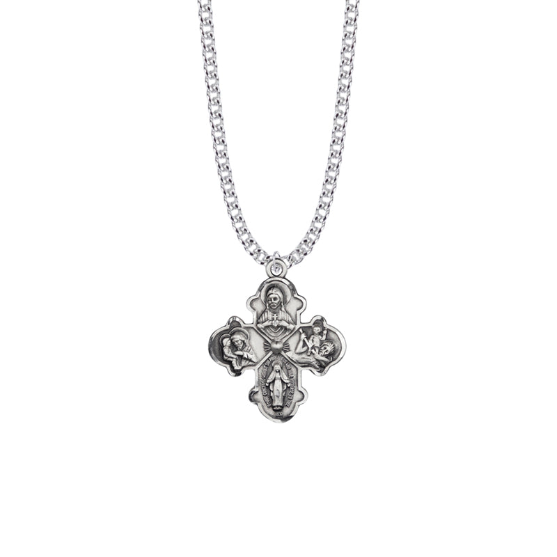 Sterling Silver Engraved Clover Five Way Medal
