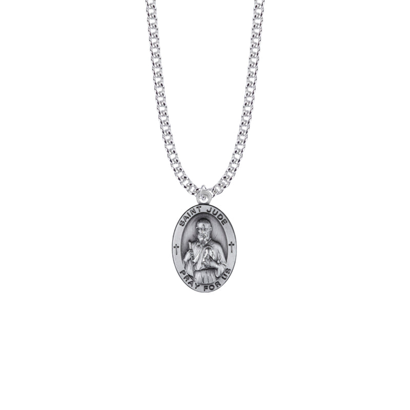 Sterling Silver Oval St. Jude Medal, Patron Saint of Hopeless Causes and Desperation