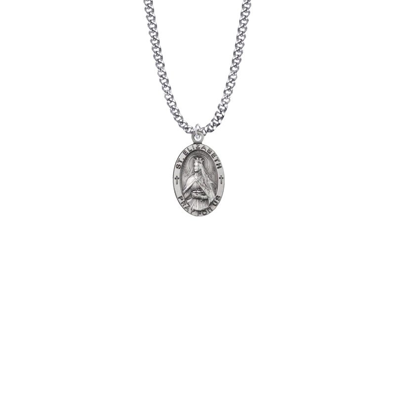 Sterling Silver Oval St. Elizabeth Medal, Patron Saint of Nurses