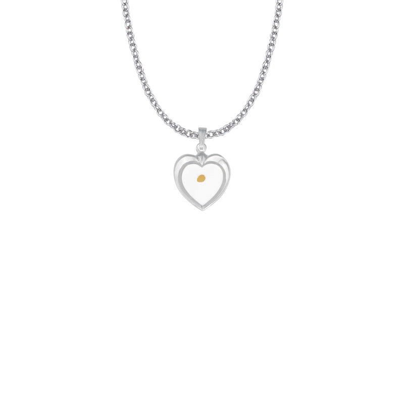 11/16 Inch Sterling Silver Mustard Seed Heart Necklace