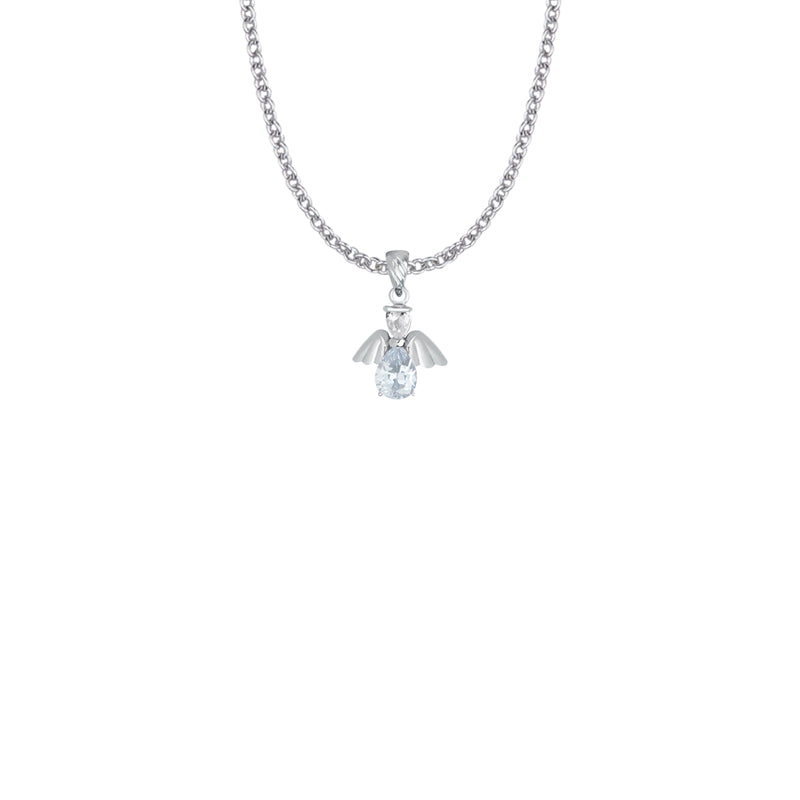 Sterling Silver and Glass Crystal April Birthstone Angel Necklace