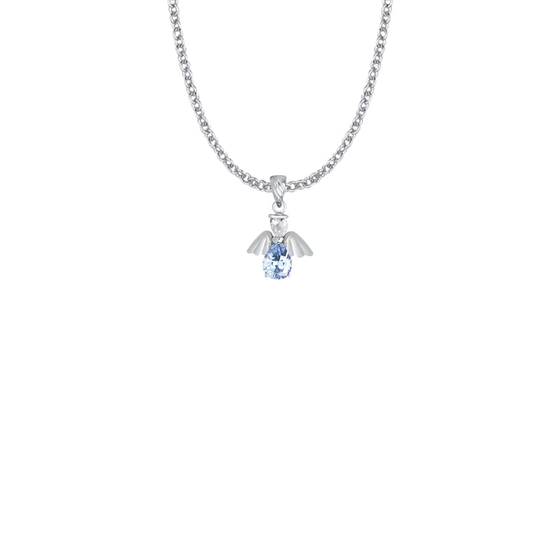 Sterling Silver and Glass Crystal June Birthstone Angel Necklace