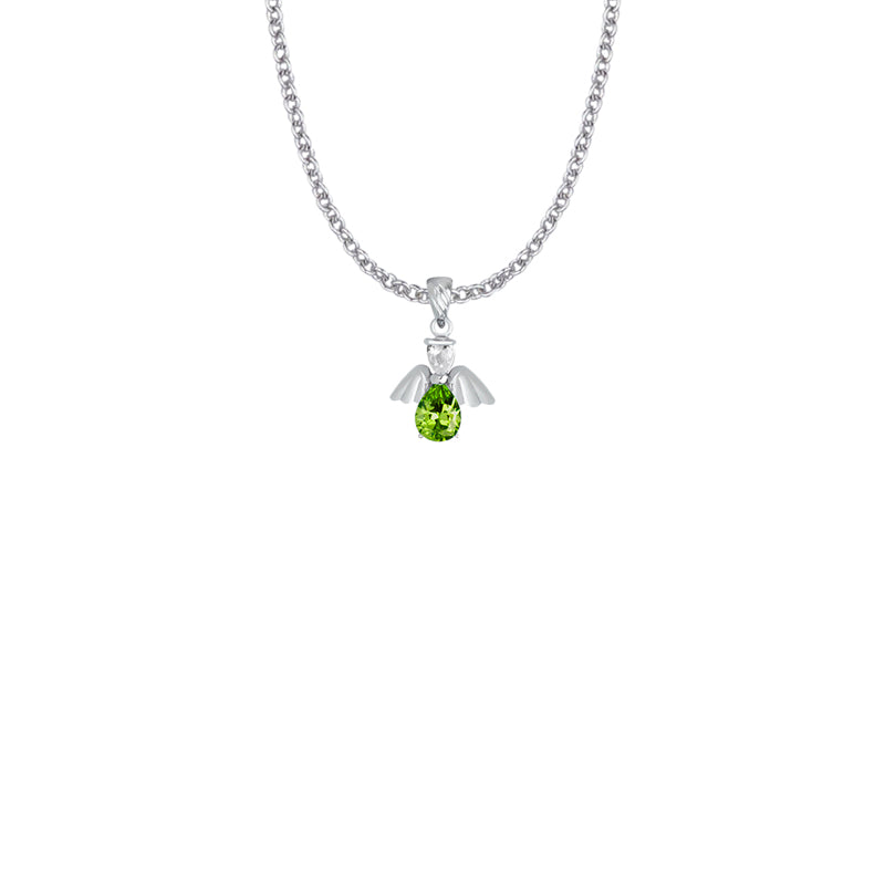 Sterling Silver and Glass Crystal August Birthstone Angel Necklace