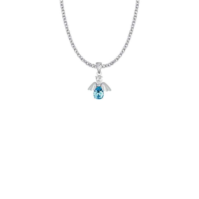 Sterling Silver and Glass Crystal December Birthstone Angel Necklace