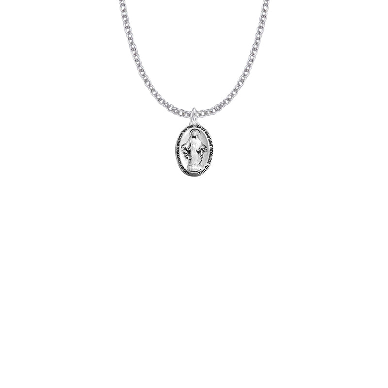 5/8 Inch Sterling Silver Antiqued Oval Miraculous Medal