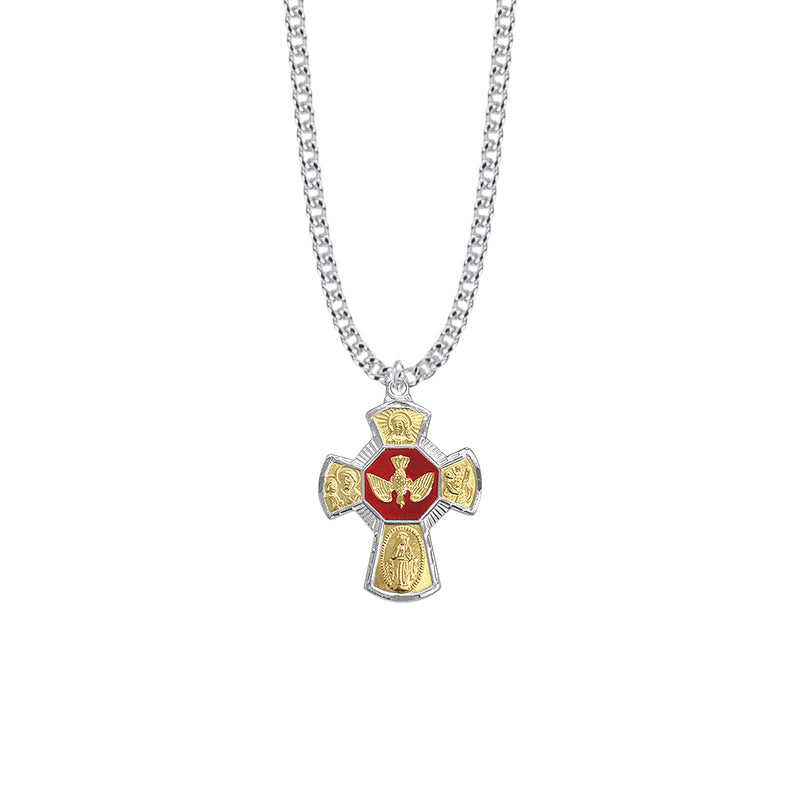 Sterling Silver Two-Tone Enameled Five Way Medal