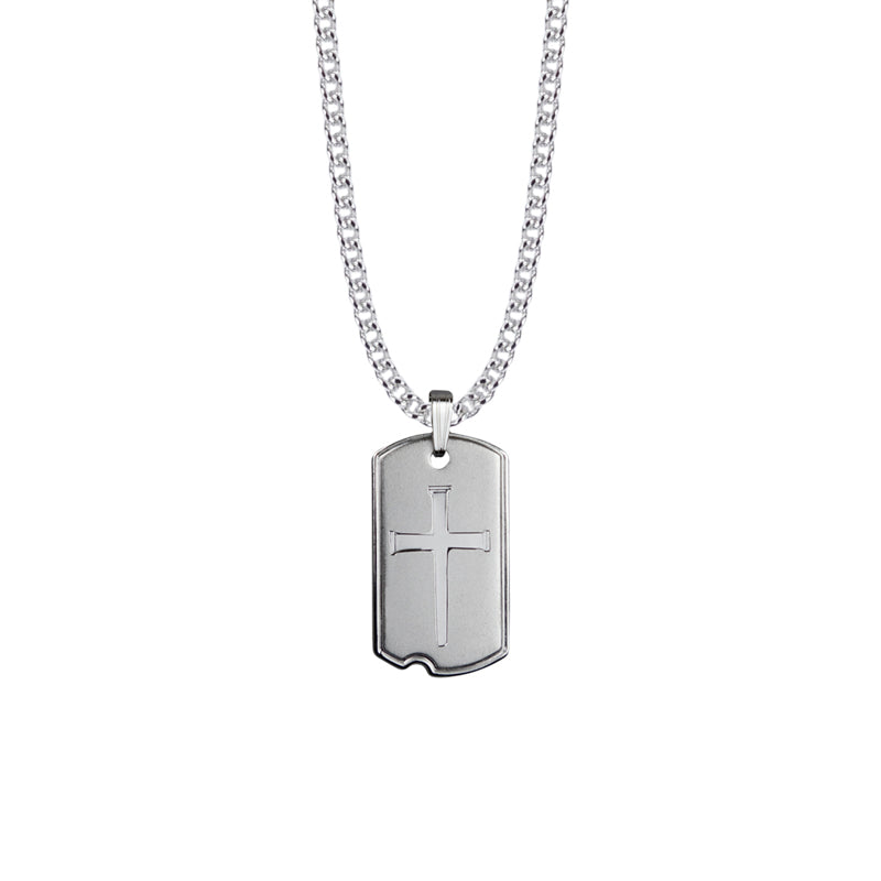 Sterling Silver Nail Cross Dog Tag Necklace