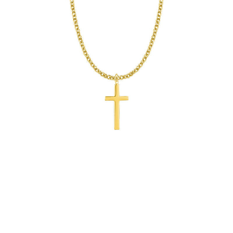 7/8 Gold Over Sterling Silver Plain Cross Necklace