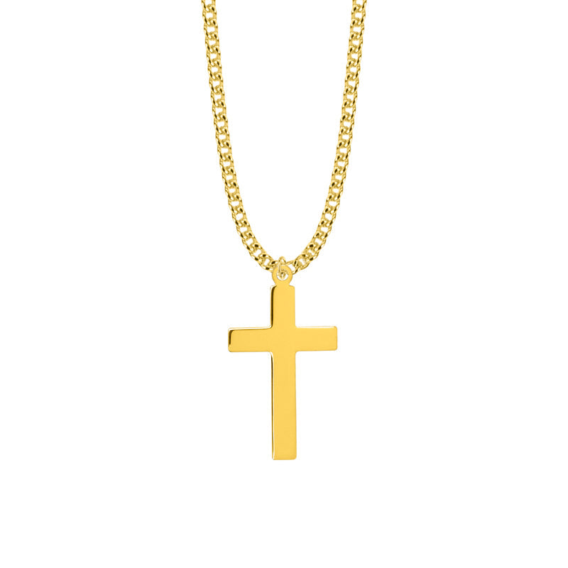 1-3/8 Inch Gold Plated Over Sterling Silver Plain Cross Necklace