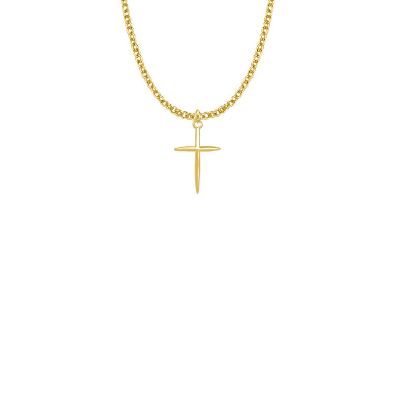 10KT Gold Filled Tapered and Pointed Ends Cross Necklace