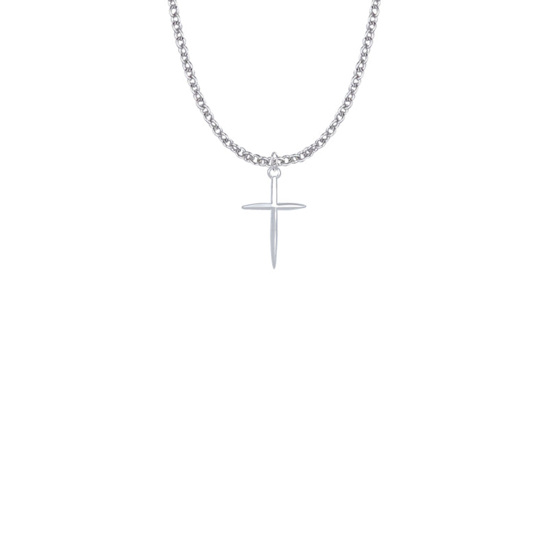 Sterling Silver Tapered and Pointed Ends Cross Necklace