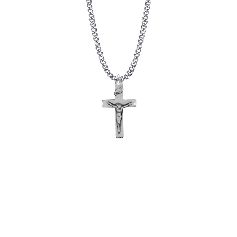 Sterling Silver Engraved Crucifix Necklace
