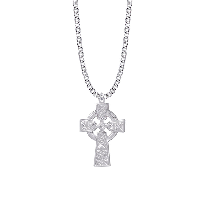 1-3/8 Inch Sterling Silver Large Celtic Cross Necklace