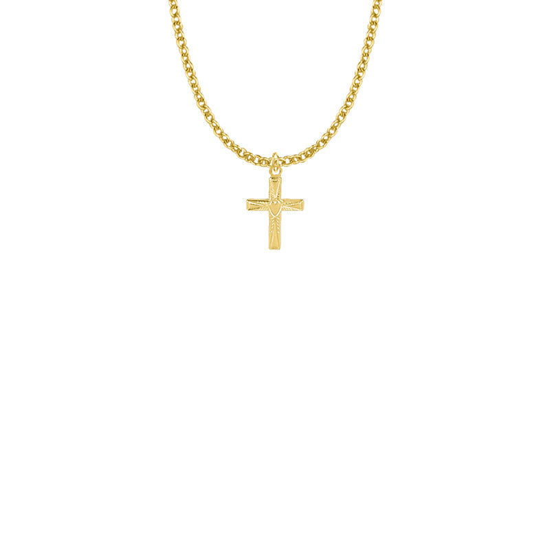 5/8 Inch 10KT Gold Filled Centered Heart Cross Necklace