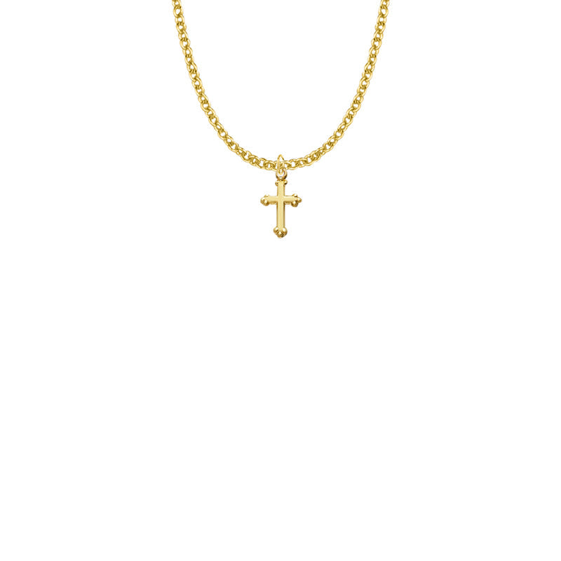 1/2 Inch Gold Filled Budded Cross Necklace