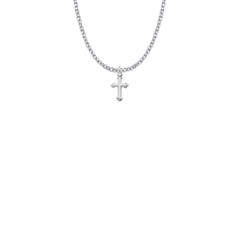 1/2 Inch Sterling Silver Budded Cross Necklace