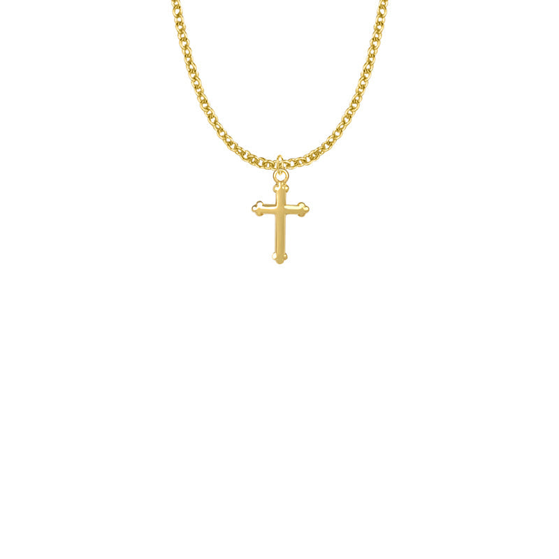 11/16 Inch 12KT Gold Filled Budded Ends Cross Necklace