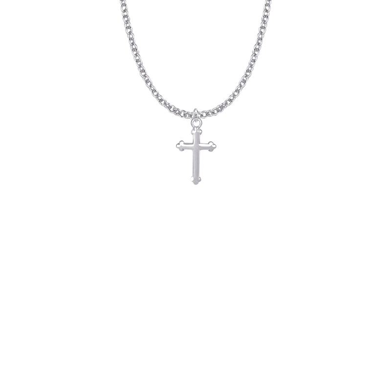 11/16 Inch Sterling Silver Budded Ends Cross Necklace