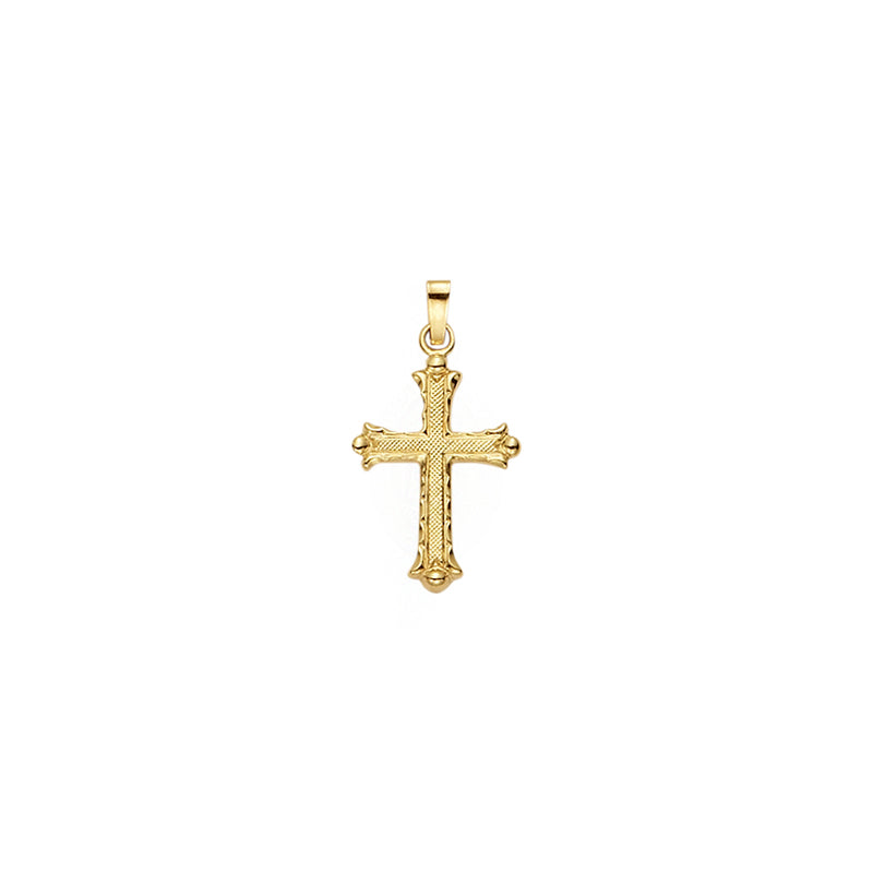 5/6 Inch Gold Etched Florentine Budded Ends Cross Pendant
