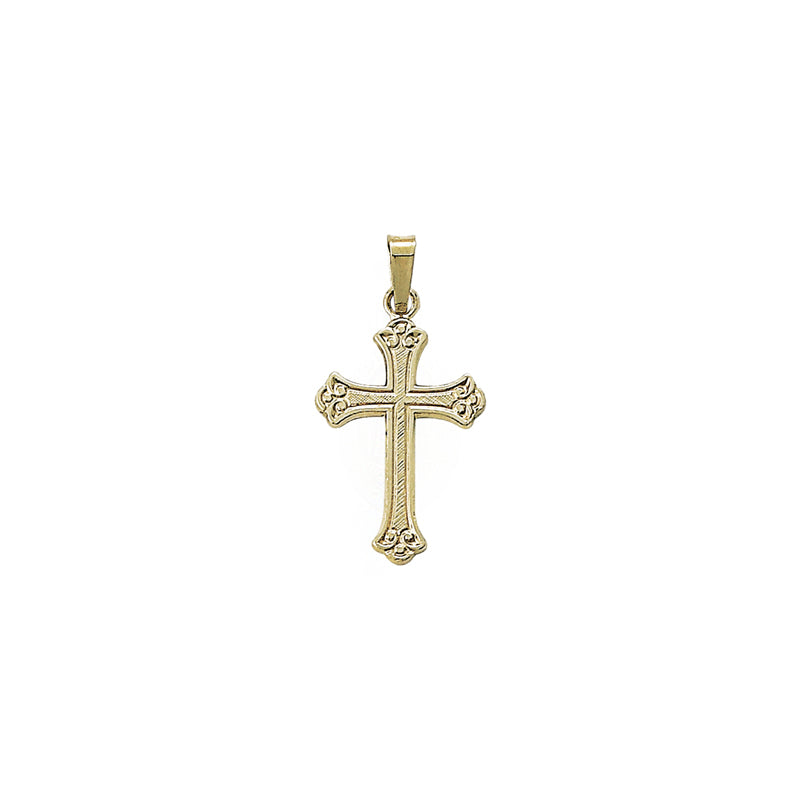 Gold Scrolled Ends Budded Cross Pendant