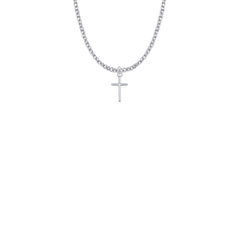 1/2 Inch Sterling Silver Stick Cross Necklace